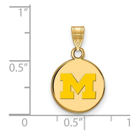 Width = 24mm 925 Sterling Silver Yellow Gold-Plated Official Western Michigan U Large Enl Pendant Necklace Charm Chain 18